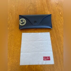 Ray-Ban Black Leather Sunglasses Case with Cleaning Cloth